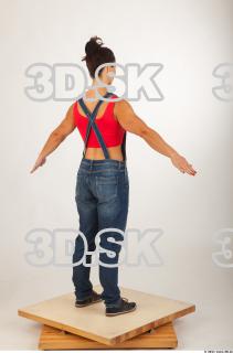 Whole body blue jeans red singlet of Rebecca 0014